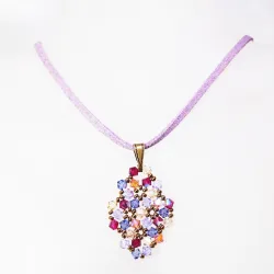 Pendant 65cm - Terence Rhombus S-Mauve Suedine - Pendant 65cm - Laiton bronze
